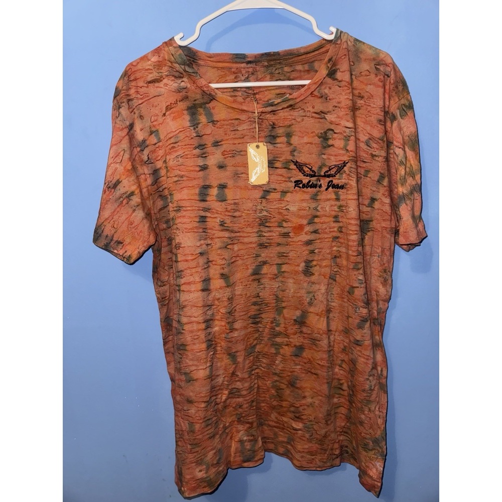 Robin's Jean Mens T-Shirt 2XL Red Orange Tie Dye Wing Logo M1403-424 NEW
